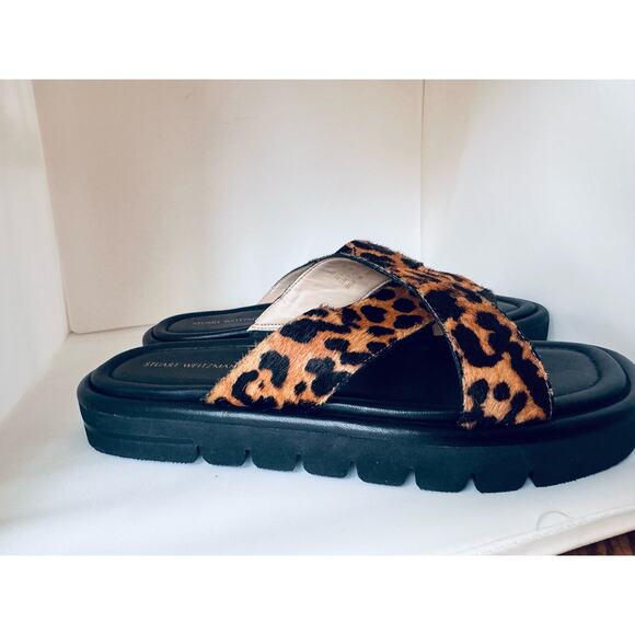 Stuart Weitzman Shoes  Elodie Cross Lug Slide Sandal In Leopard Print size 7 - Picture 5 of 7